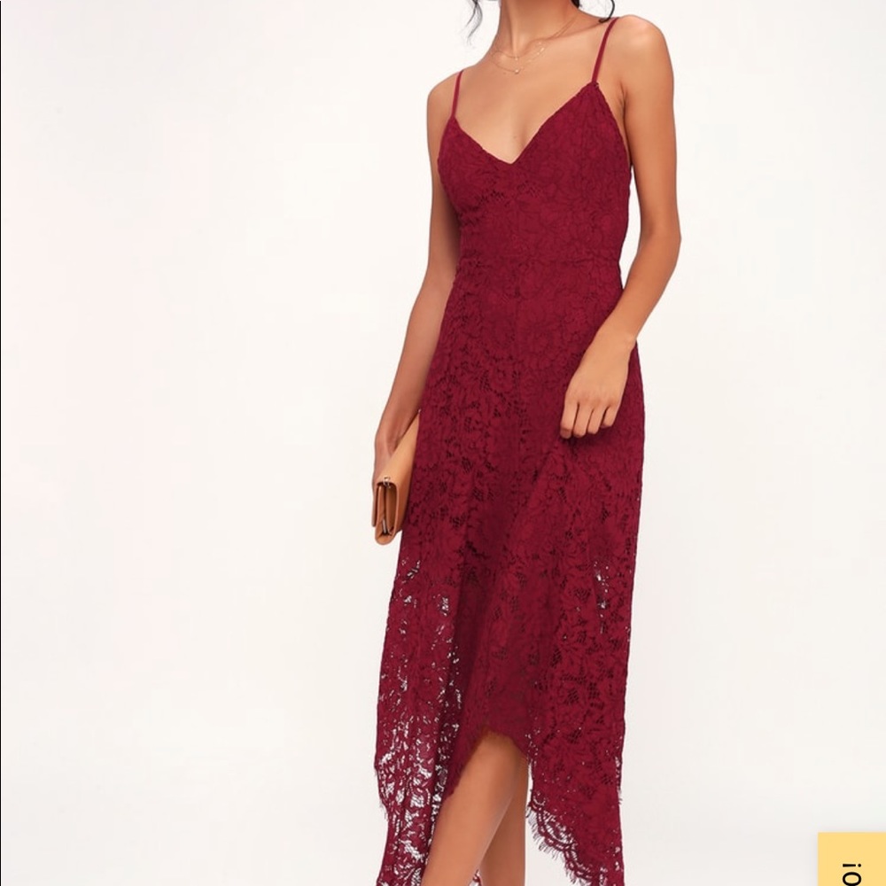 Burgundy Lace Midi dress